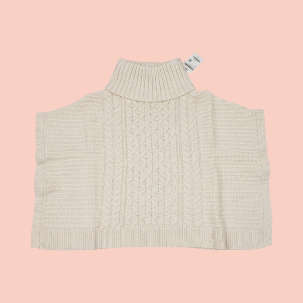 OshKosh B'gosh Girls Cream Cable Knit Turtleneck Poncho Sweater Size 10 NEW